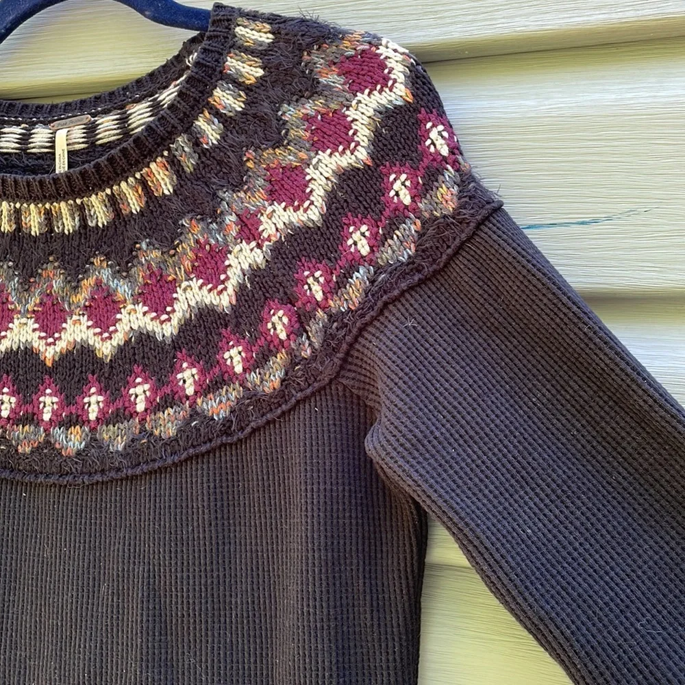 Free People Multicolor Knit Thermal Sweater